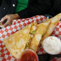 Chicken and Avocado Quesadilla · Flour tortilla with pepper jack cheese, avocado and grilled chicken.