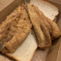 Lake Trout · Wild Lake Trout fried in a zesty cornmeal batter, with white bread and hot sauce. (Contains ...