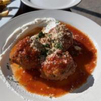 Meatballs · Grass-fed meatball. whipped ricotta. parmesan.