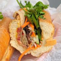 Roasted Pork Sandwich · Banh mi thit nguoi. Contains gluten.
