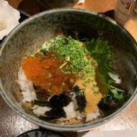 Salted Sea Urchin with Salmon Roe Bowl · 