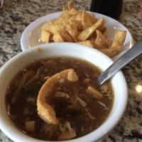 Chef's Special Hot and Sour Soup · Beef slices, soft tofu, bamboo strips, tomato and mushroom with hints of vinegar and hot sau...