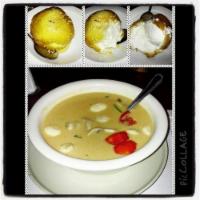 Coconut Soup · Tom-kha. Exotic and spicy coconut soup with lemongrass, mushroom, cauliflower and tomato.