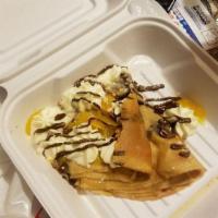 Super Nanny Mary Poppins Crepe · Nutella and whipped cream with a choice of fruit. 