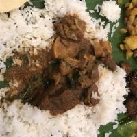 Madras Mutton Curry · Southern style goat curry (caution: bones).