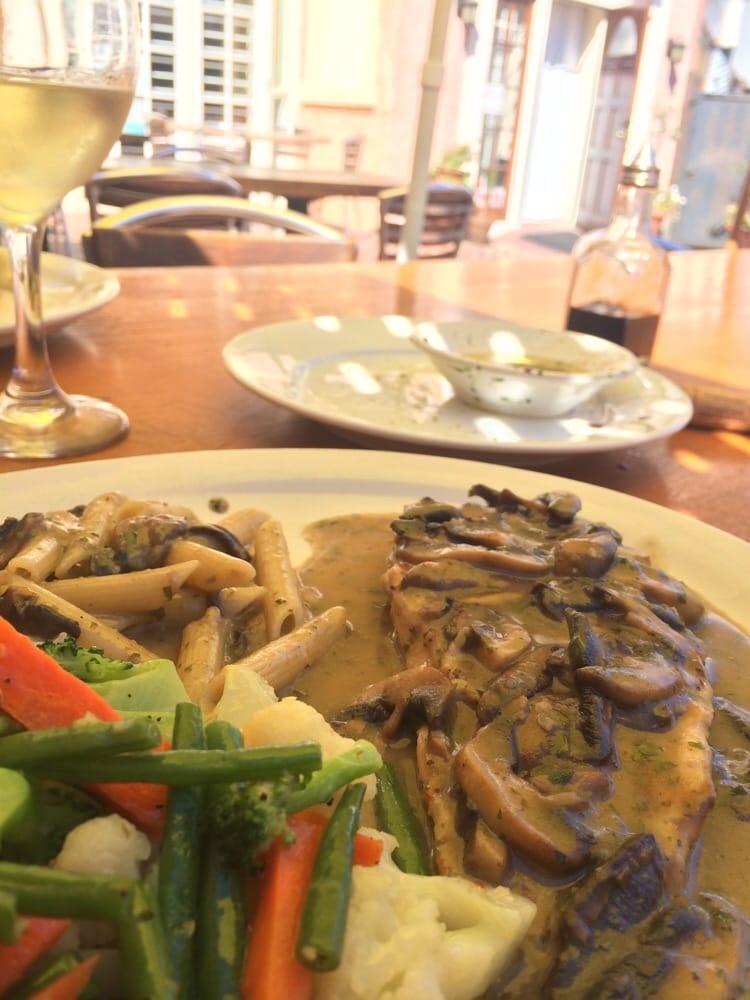 Chicken Marsala · Sauteed chicken breast, fresh mushrooms, Marsala wine sauce, sauteed vegetables and pasta.