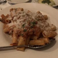 Rigatoni Bolognese · Beef meat sauce.