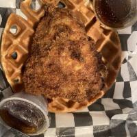Chicken and Waffles · Thick cake made from leavened batter or dough. 