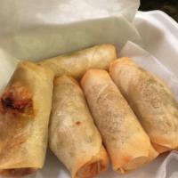 Spring Roll · Fried 2 pieces crispy spring roll stuffed with spring vegetables. Vegan.