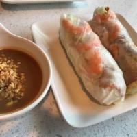2 Pieces Vietnamese Spring Rolls · soft spring rolls served with a side of peanut sauce