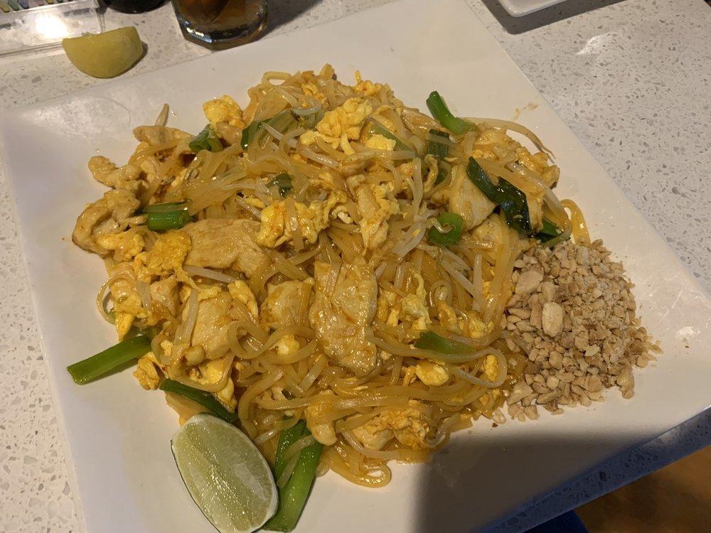 Pad Thai · Tossed with bean sprouts, green onions, egg, chopped peanuts, and ice noodles.