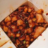 Kung Pao Chicken · Medium hot and spicy.