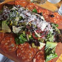 Workshop Salad · Creminelli salami, provolone, red onion, roasted pepper, bacon, olive, tomatoes, pepperoncin...
