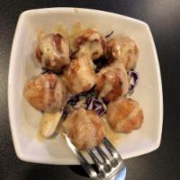 Shrimp Shumai · Steamed or fried shrimp dumplings drizzled with honey Dijon dressing. 231-470 cal.
