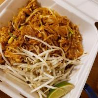 Pad Thai · Thin rice noodles sauteed with choice of meat, egg, bean sprout, green onion and tamarind sa...
