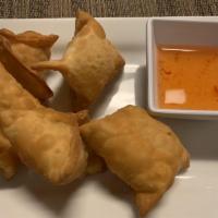 Crab Rangoon · 5 pieces. Thin wonton skin wrapper stuffed with minced crab meat, cream cheese, scallion and...