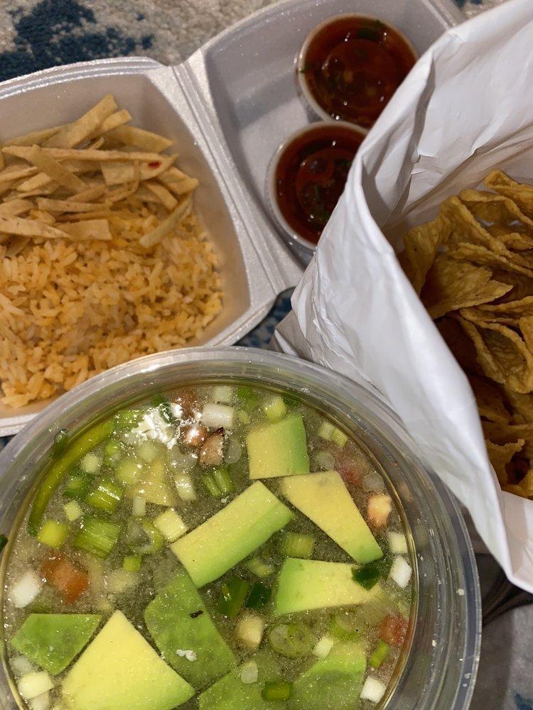 Chicken Tortilla Soup · Homemade chicken broth with shredded or grilled chicken with fresh avocado, cilantro, green onion, chopped tomato, queso fresco and tortilla strips. Served with a side of rice.