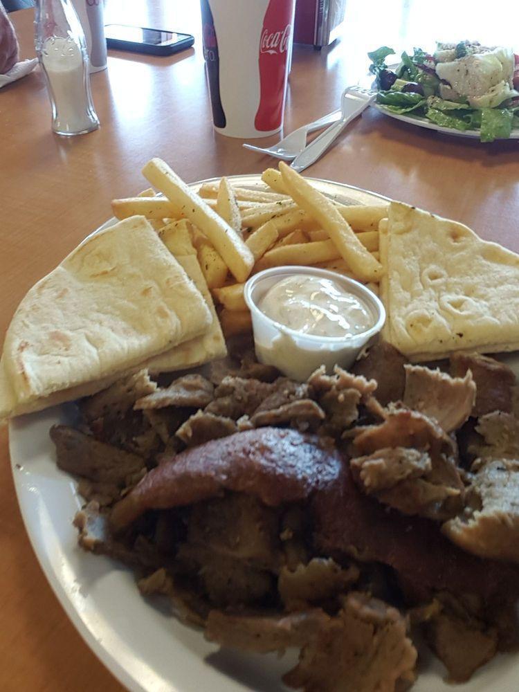 Gyro Platter · ALL PLATTERS SERVED WITH A SIDE SALAD, PITA BREAD, TAZIKI SAUCE AND YOUR CHOICE OF RICE OR FRIES.