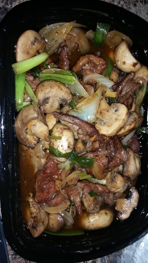 Black Pepper Beef Dinner · Beef, mushrooms, onion with sweet black pepper sauce. Served with your choice of rice on the side.