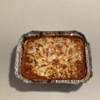 Lasagna · Layered dish with wide flat pasta.