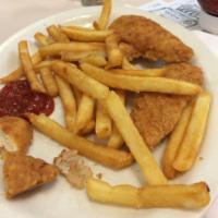 Chicken Fingers · Breaded or battered crispy chicken.