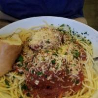 Spaghetti and Meatballs · Crust's meatballs, spaghetti pasta, home made marinara and Parmigiano-Reggiano. Served with ...