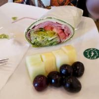 Italian Wrap · Freshly made Italian wrap with a side of chips or fresh fruits. (Pineapple, melon, and grape...