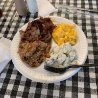 Bully BBQ Combo Platter · Carolina pork BBQ and sliced beef brisket. Served with a choice of 2 sides.