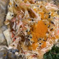 Kani Salad · Cucumber, crabstick, masago, crunchy and spicy mayo.