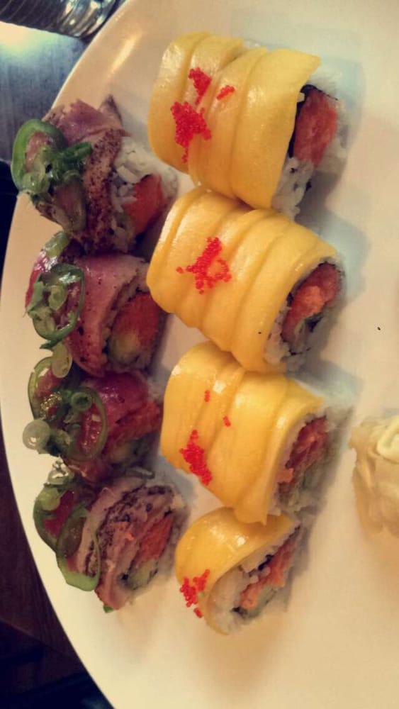 Mars Roll · Wrapped with peppe tuna and jalapenos on the outside and spicy tuna, avocado and crunch on the inside.