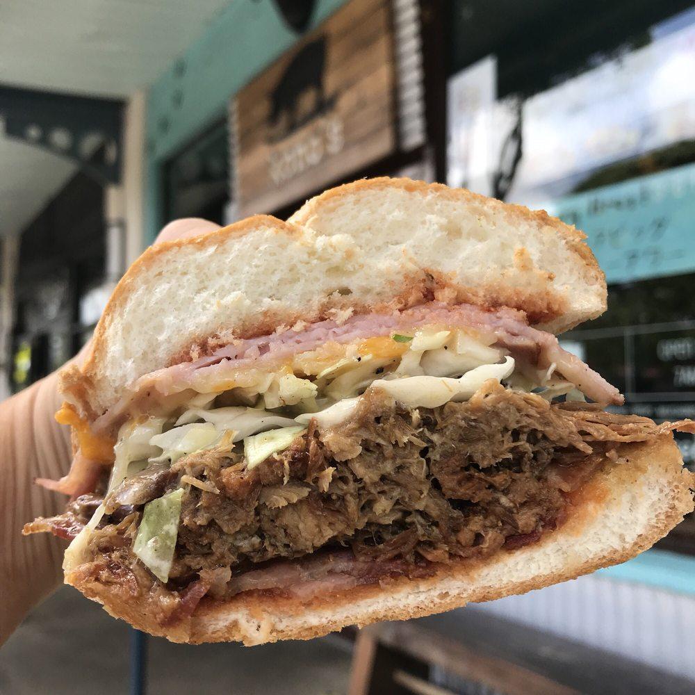 Triple Crown Sandwich · Popular. 12 hours pulled pork, ham, homemade guava BBQ sauce, cheese, and slaw. Add avocado for an additional charge.