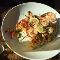 Grilled Shrimp Fettuccine Pasta · 
