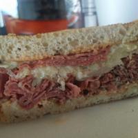 New Yorker · Corned beef and pastrami with melted provolone cheese, Thousand Island dressing and your cho...
