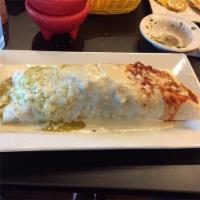 Burrito California · The beast of a thing for hungry ones! Carne asada, grilled chicken or both mixed, rice, bean...
