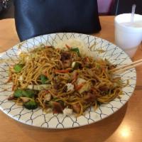 Chicken Yakisoba · Yakisoba noodles stir-fried with chicken and vegetables.