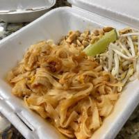 Pad Thai · Pan-fried rice noodles, eggs, onions, your choice of beef, chicken, or pork, topped off with...