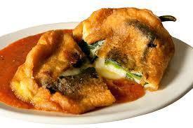 Chile Relleno Plate · Stuffed green chile that has been breaded, fried, and topped with sauce, rice, beans and tor...