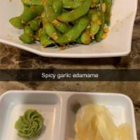 Spicy Garlic Edamame · 