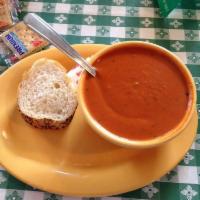 Tomato Basil Bisque Soup · Rich tomato and fresh basil flavors. Served with crackers or bread.  Gluten free. 160 cal - ...
