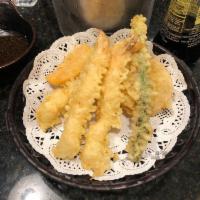 Tempura · Fried shrimp and mixed vegetables in light tempura batter.