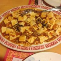 Ma Po Tofu with Pork · Very spicy.