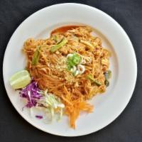 Pad Thai · Thai noodle. Rice noodle, egg, bean curd, scallion, bean sprout, peanut crust and tamarind s...