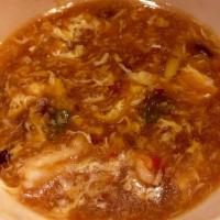 Hot and Sour Soup with Shrimp · Soup that is both spicy and sour, typically flavored with hot pepper and vinegar with shrimp...