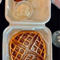 Belgian Waffle · Served with syrup and freshly whipped cream