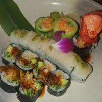 Amazing Roll · 8 pieces. Yellowtail, tuna, salmon, jalapeno, avocado inside, topped with fresh scallop and ...