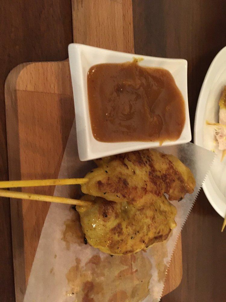 Chicken Satay · 4 pieces. BBQ of marinated chicken in coconut milk on skewers served with specially prepared peanut sauce.
