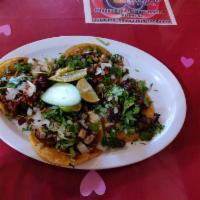 Tacos · Choice of meat.
Steak
