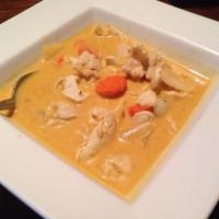 Yellow Curry · Potatoes, carrots, and onions in yellow curry sauce. curry entrees are cooked to order with ...