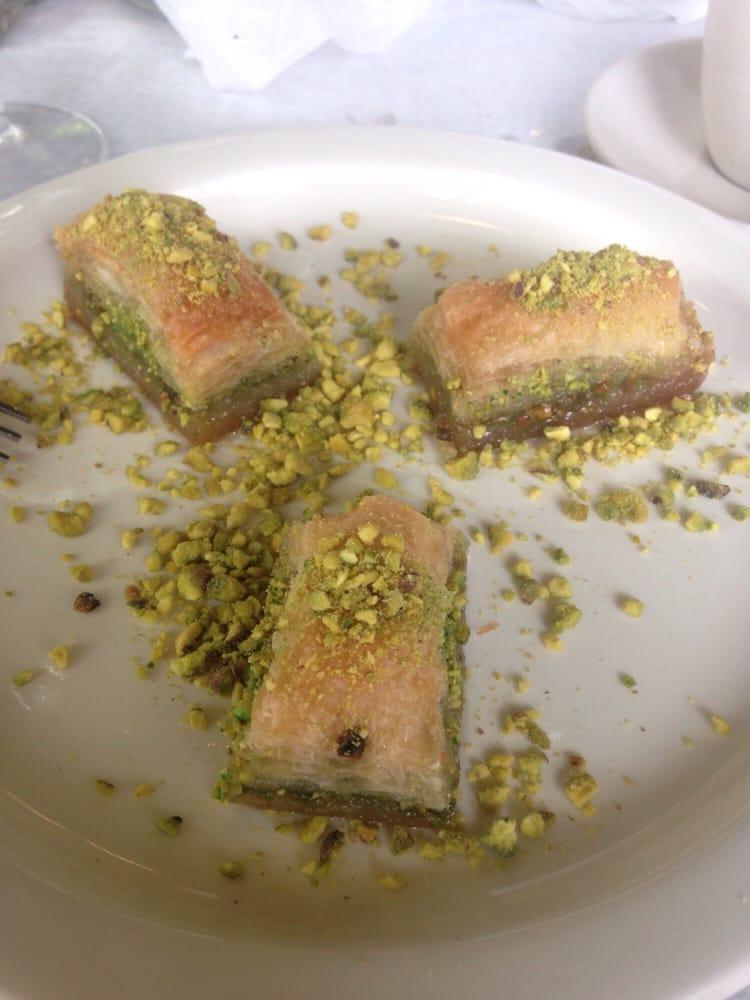 Baklava · Rich, sweet pastry made of layers of filo filled with chopped nuts and sweetened & held together with syrup