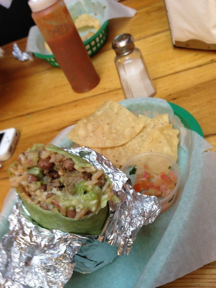 Super Baby Burrito · Served with everything.
